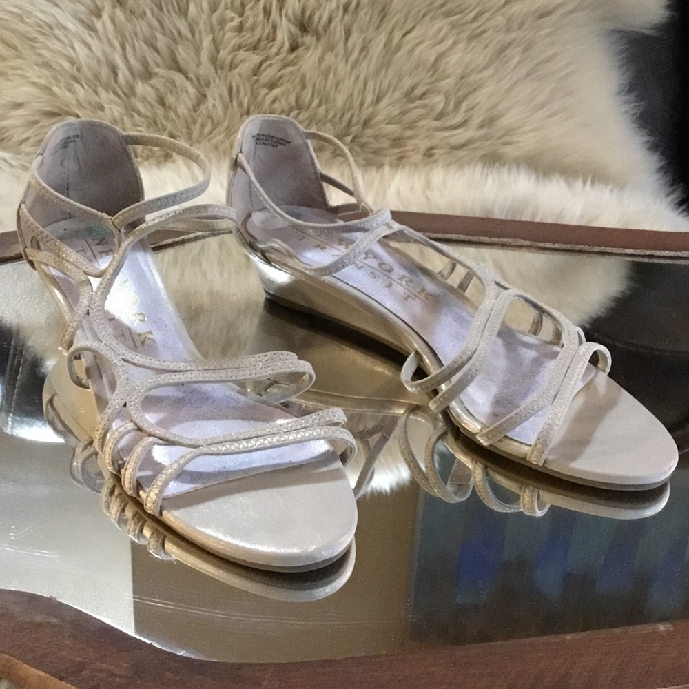 Shiney Cream Strappy Sandals